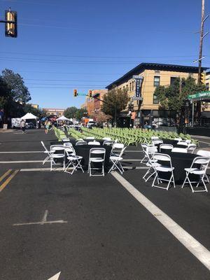 Large seating area for the music acts