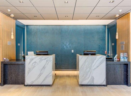 Reception desks at Marriott lobby-Calacatta Vision Polished Marble