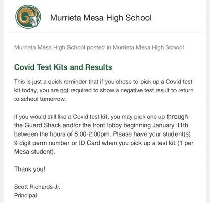 School announcement!