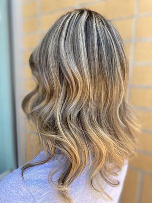 Dark rooted blonde balayage