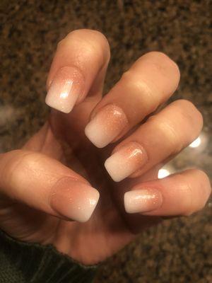 Pink and white ombré acrylic nails