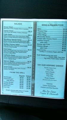 The menu and they have daily specials