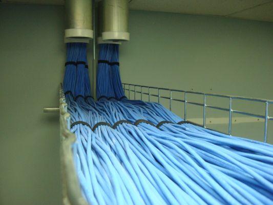 Cabling bundles from Sleeves in Communications Room