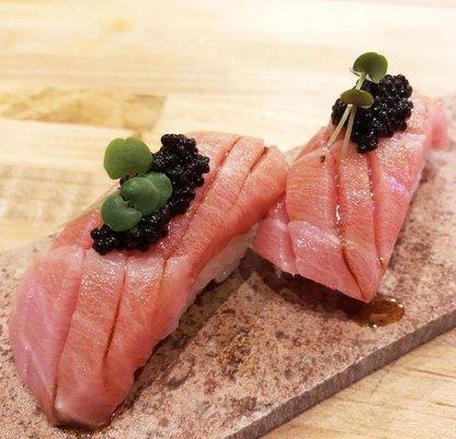 o-toro with black caviar  Mr San Sushi Best Sushi Bar in West Hollywood CA