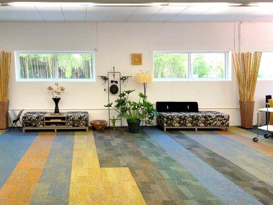 Looking out at the bamboo in the Studio at Enriching Spaces