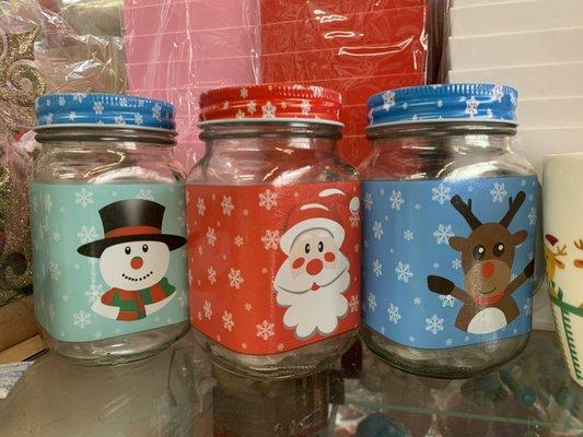 Winter holiday mason jars