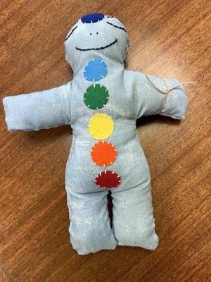 This is a chakra poppet.  Come get a poppet kit if you can't make a class. -Poppets by author and  instructor Tava Bard