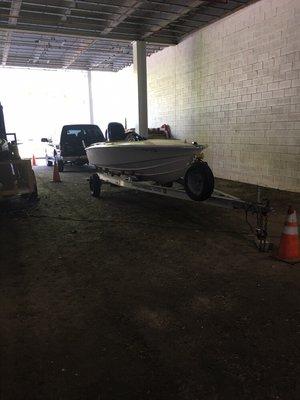 Covered boat parking.