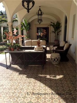 Magnificent Cement Tile installation - P102 & B207 Installation into an Historic 1920 Palm Beach Mansion - www.LAntiquario.com