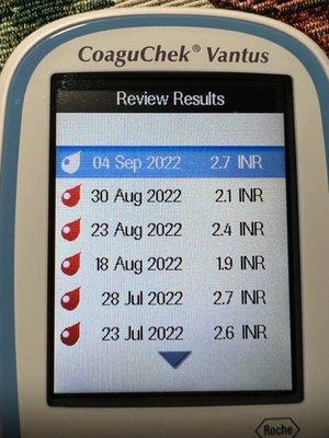 James's primary care doctor prescribled the home INR test kit for James because Dr Nanci would not.