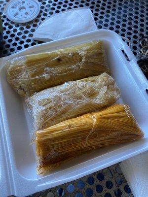 Tamales Pollo Tamales Puerco and Tamales Queso