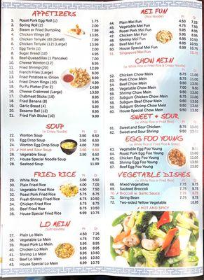 menu