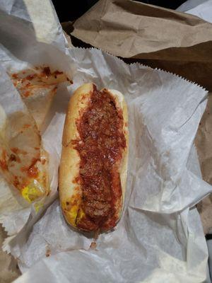 7.19.24 Chili cheese dog with mustard