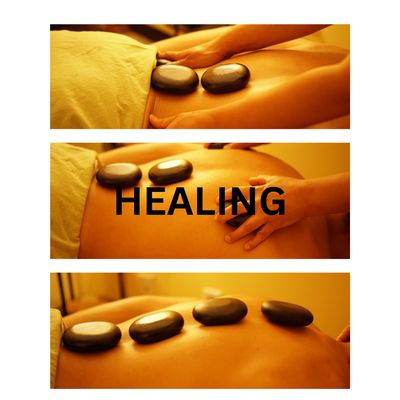 Hot stones to massage your body. The heat helps release tension  on your back and shoulders The result is deep relaxation and peace.