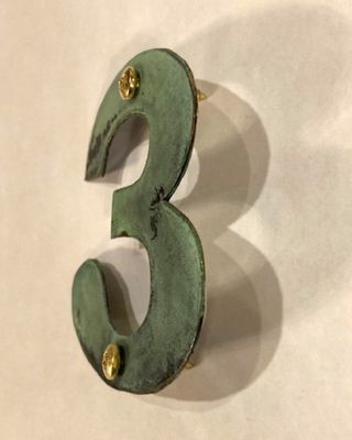 Custom solid copper letters and numbers for outdoor. Patina green finish. Wall hanging.