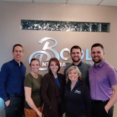 Meet the Team! (left to right) Dr. Michael Bodle DC, Cheryl Burroughs LMT, Sarina admin, Jeannie, Dr. Kevin Bodle DC, Dr. Brad Bodle DACNB