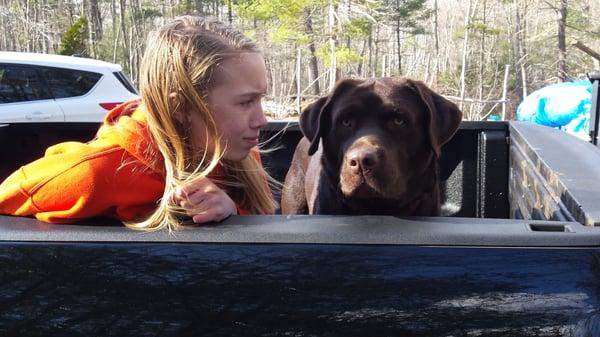 Katie and Kona were having a staring contest, Katie won.