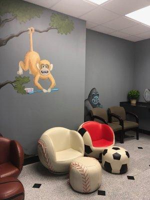 Our office has a cool kids zone where kids can watch tv, play with the wii, and other toys while waiting to see the dentist!