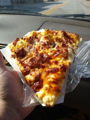 Breakfast bacon pizza. My favorite for my start of a ride home