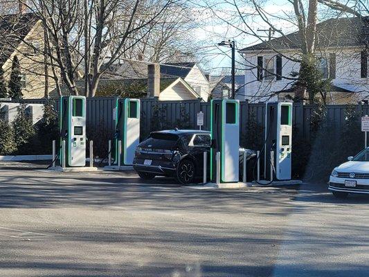 EV chargers on the lot