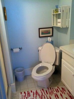 Very tidy, neat and clean upgraded bathroom off the main floor's guest room.