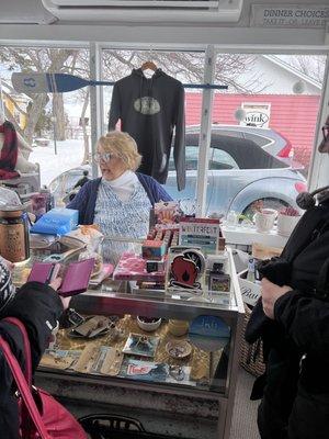 The delightful woman who entertained us while we shopped.