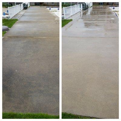 Concrete before & after commercial pressure washing.