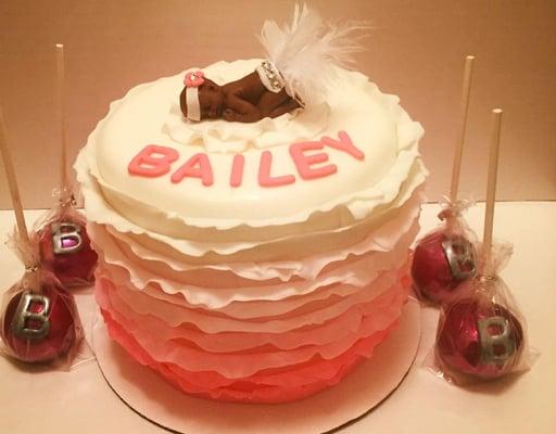 Handmade Ruffle Cake and Decorative Cake Pop...All Edible