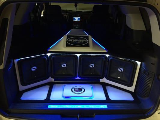 Awesome custom audio system installed in a Cadillac Escalade.