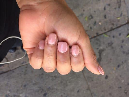 Look how messy my nails look!! I asked her to fix ONE nail and that's the most noticeable nail of all. It's so ugly!!!