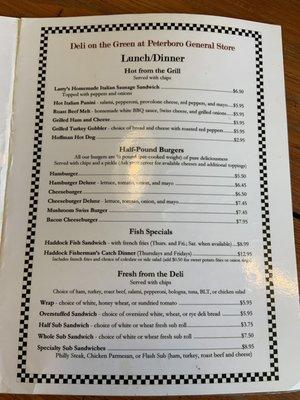 Lunch Menu