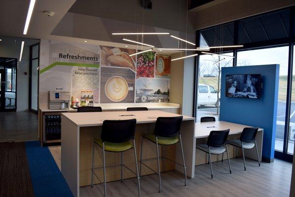 Community table at the Farmers Park Banking Center.