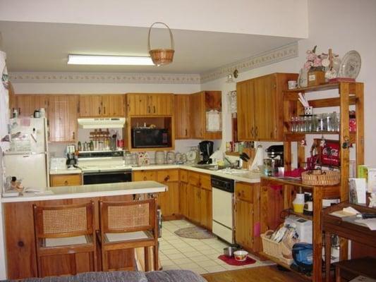 This is a before picture of an entire kitchen remodel .