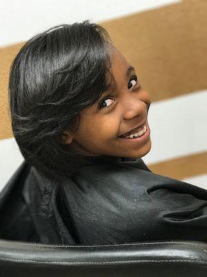 Natural flat iron on the little lady