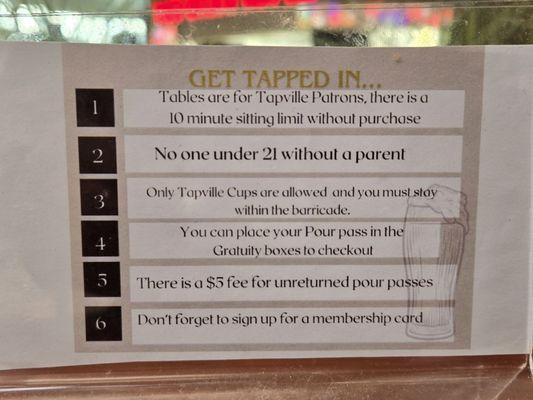 Tapville table signage.