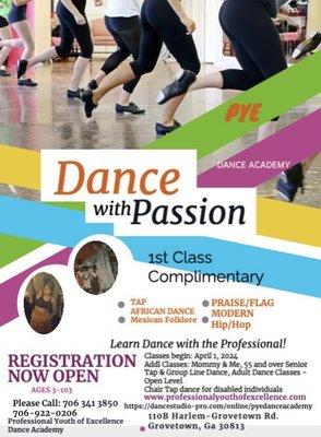 Registration are open for dance classes for ages 3 through 103 years of age Professional dance teachers  706-922-0206 Office