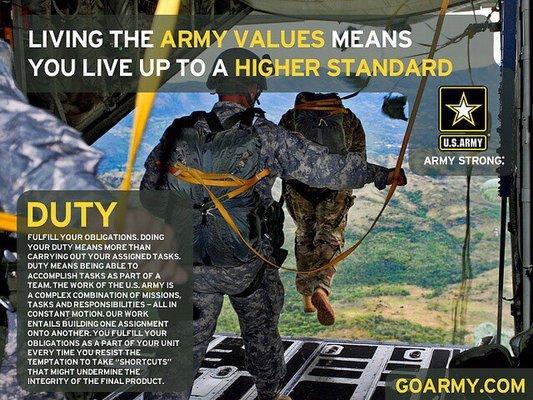 Live up to the Army Values!