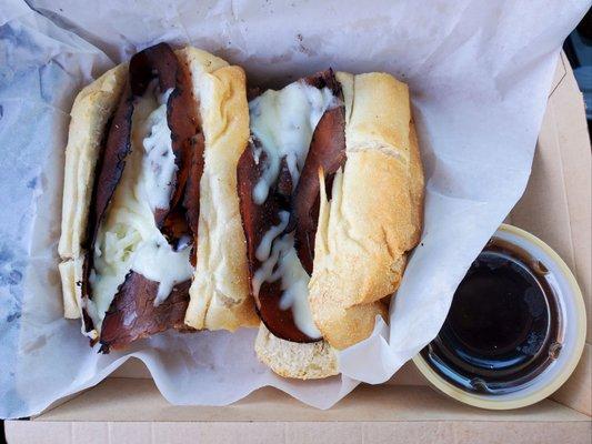 Delicious FRENCH DIP SUB to go from Paparella's Pizzaria in Woodbury, Georgia.