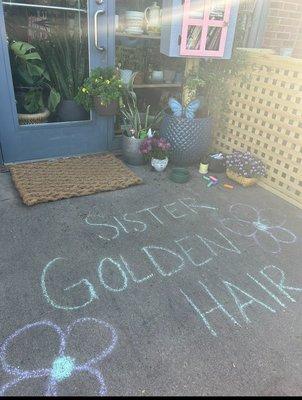 Sister Golden Hair's Shop (complete with a little library outside!)