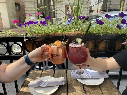 Peachy mule and mint berry bash mocktail