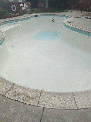 The pool surface post-plastering.