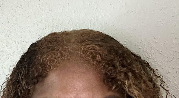 Orange brassy, and uneven hair color