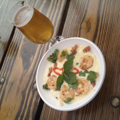 The new Shrimp & Grits, paired with Marble Brewery's 111 Farmhouse Ale.