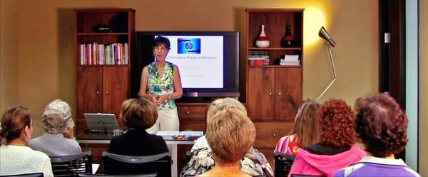 Dr. Sklar educates attendees at one of the many regular free events open to the public at the Sklar Center.