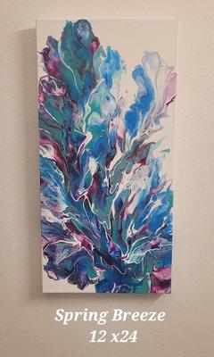 Original  Acrylic fluid artwork. Gloss finish. "Spring Breeze"