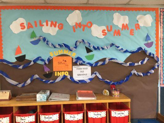 "Sailing Into Summer!" This is our parents welcome and information board!