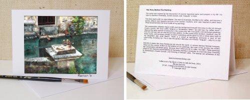 I do something special with my stationery: I always add the story of the painting in the back of the card.