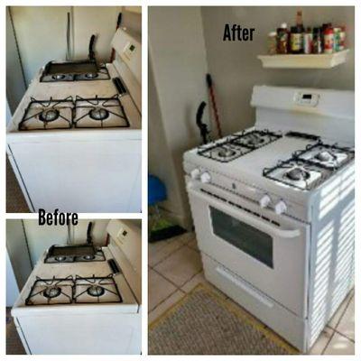 Stove before and after