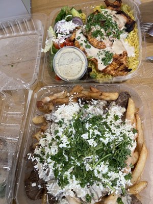 Beef Shawarma Fries and Chicken Kabob