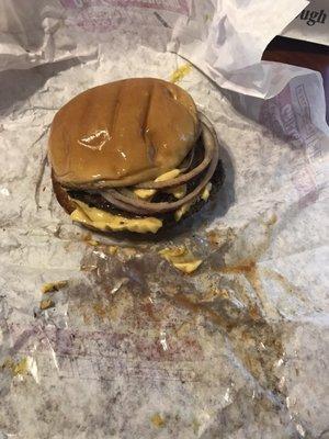 1/3 lb . Double Cheese Steakbuger  If you are looking for the worst burger in Wichita go to spangles, they will not disappoint.